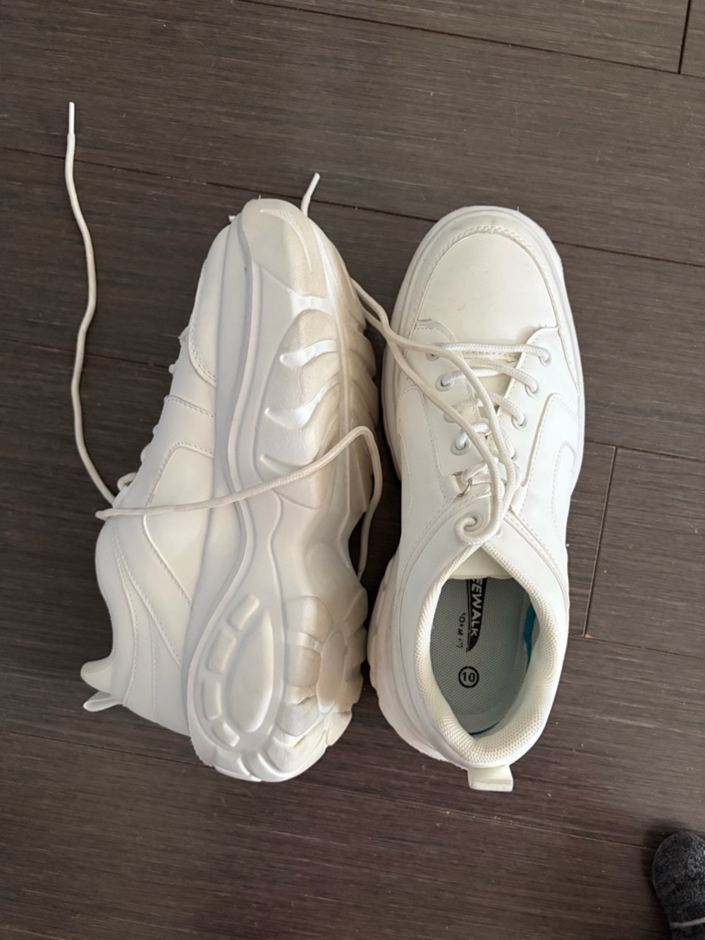 Women's White Lace-Up Chunky Sneakers - Picture 1 of 3